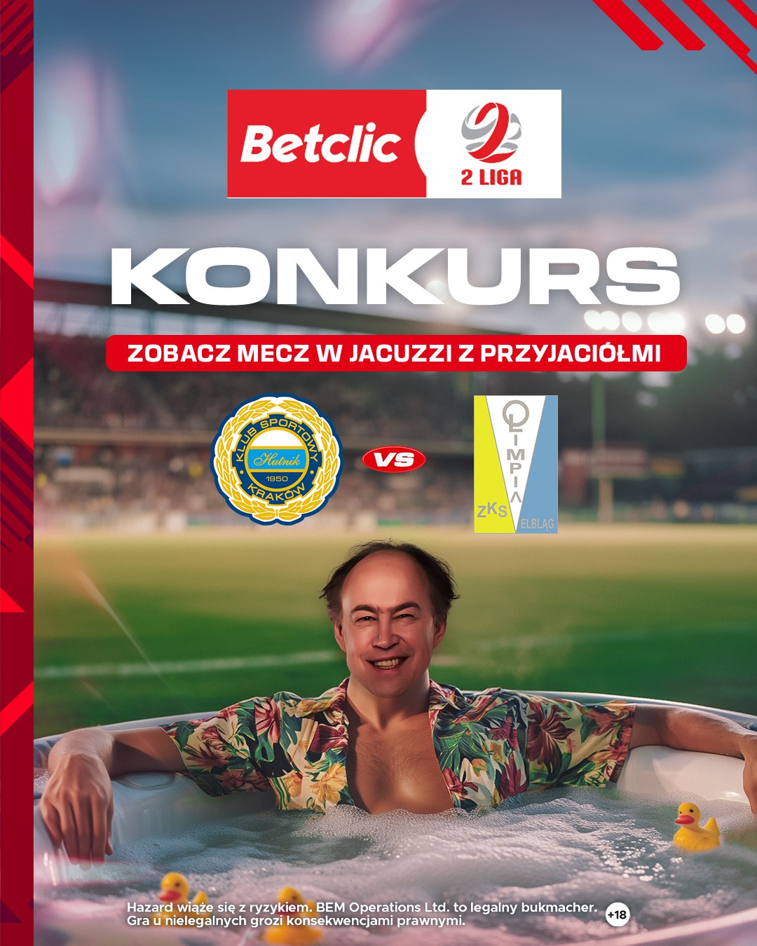 Oglądaj mecz Hutnika z jacuzzi Betclic!